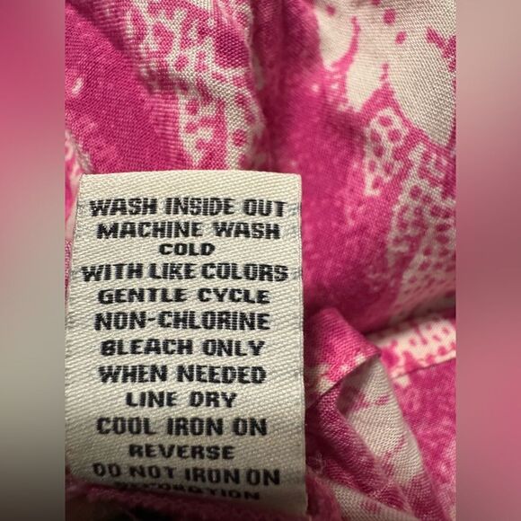 caffe marrakesh Pink Pattern Top | Leaf Pattern | Size Large | Button Front - Picture 8 of 8